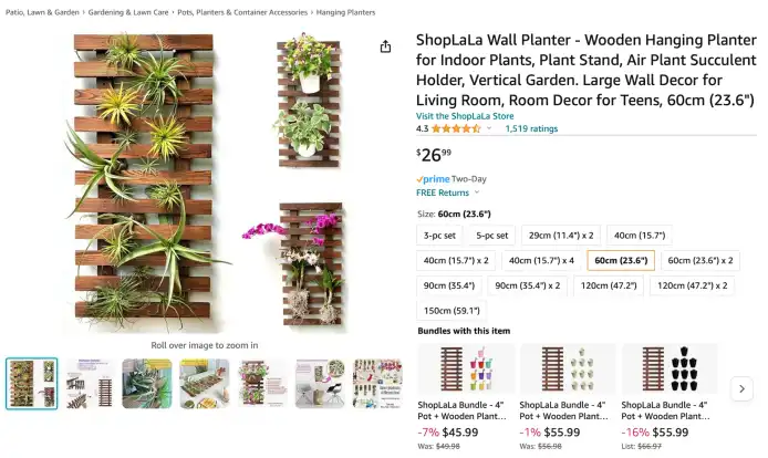 A cheap commercial wall planter